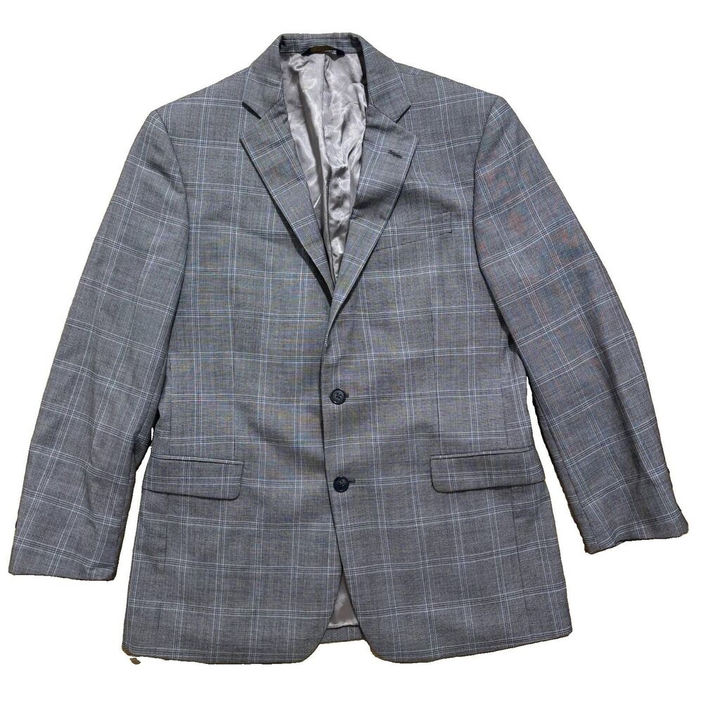 Brooks Brothers Regent Fit Blazer Mens 40R Gray Glen Plaid Wool Jacket Preppy
